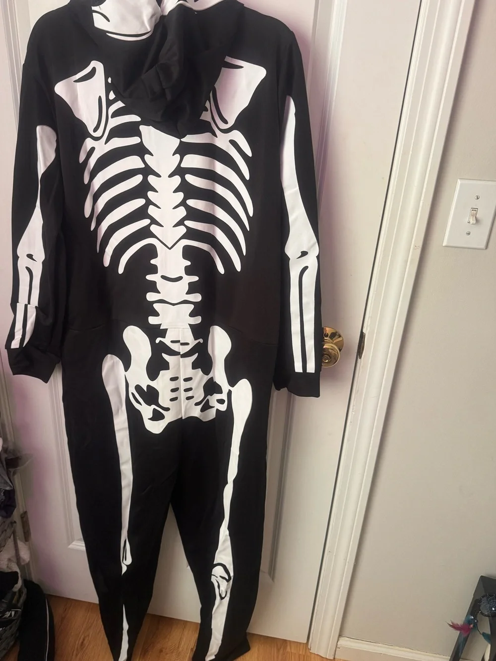 Unisex Black & White Skeleton Hooded Costume Onesie